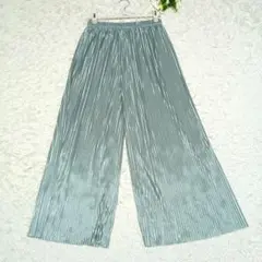 プリーツパンツ/L〜LL/ワイドパンツ/イージーパンツ/ミントグリーン