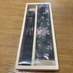 花柄扇子とケースセット　黒色