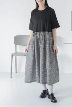 TUTIE. ツチエ　ナチュラン 襟フリル切替ワンピース