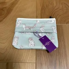 リバティ　猫柄　ティッシュケース付きポーチ