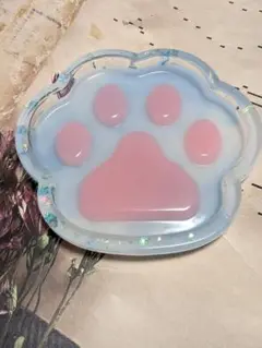 肉球トレイ アクセサリーケース 水色 ピンク レジン ハンドメイド