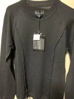 Valenza po Sports 黒 ケーブル編みセーター 40