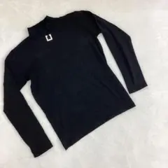 バックル付き 長袖カットソーハイネックブラック S