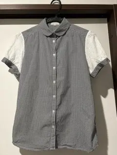 (美品)半袖ギンガムチェックシャツ