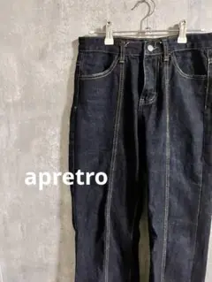 パンツ デニム ジーンズ apretro キリカエセミフレアデニムパンツ