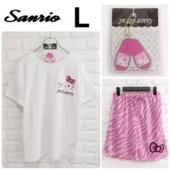 【未使用】ハローキティ 50周年 Tシャツ パンツ 上下セット ゼブラ L