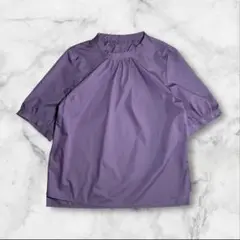 美品 五分袖 シャツ ラベンダー パープル