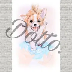 【コーギー】No.34 イラスト ポストカード 色鉛筆画 犬 ペット