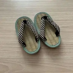 新品未使用ミサトっ子草履　市松模様