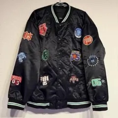 値下げ不可 FUBU フブ 刺繍ロゴ 黒 赤 ナイロン スタジャン 難あり フブ ストリート hiphop 黒 赤 スポーツ ブルゾン │ヴィテージ