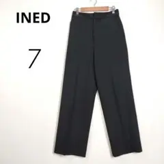 c6137【イネド】セミワイドパンツ S ブラック 裏起毛 ストレッチ