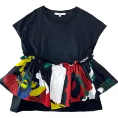 美品 アンスリード UN3D ループペプラム Tシャツ ドッキング アート柄