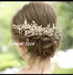 ブライダル ピンクゴールドヘアアクセサリーウェディング結婚式