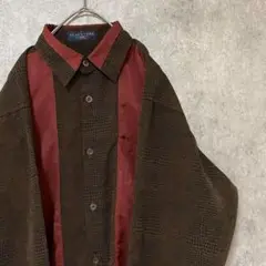 90s vintage 長袖　デザインシャツ　ポリ　メンズ　M 古着　個性派