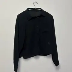 GU ブラック 長袖シャツ M 透け感あり　薄手　黒　涼しい