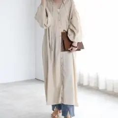 スラブジョーゼット　ギャザーワンピース