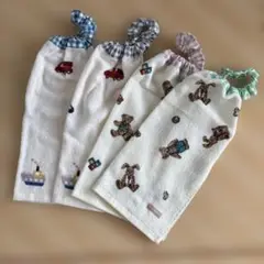 おりこうエプロンタオル　ハンドメイド　4枚セット　フタフタ　乗り物　動物②