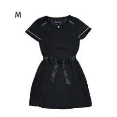MARY QUANT ワンピース ドット リボン 半袖 シースルー 花 ブラック