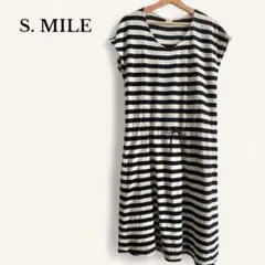 【最終値下げ】S. MILE ルームウェア ワンピース L 白黒 ストライプ