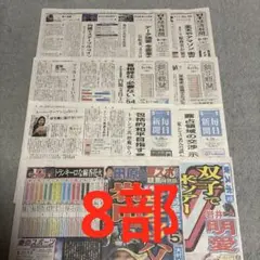 日本経済新聞　朝日新聞　毎日新聞　東スポ