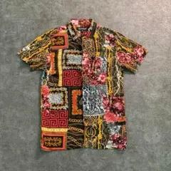 【ヴィンテージ】中華モード　総柄　個性的シャツ　インポート　古着usedSM17