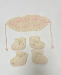 昭和　レトロ　ベビー服　毛糸　靴下　ブーケ　帽子