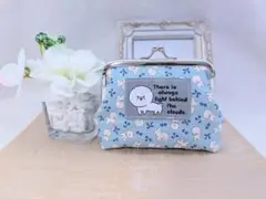 犬タグ付♡ビションフリーゼ　ぷっくりがま口　水色　小銭•小物入れ　 ハンドメイド