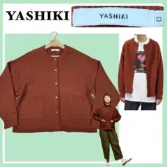 ✨美品✨YASHIKI 雪景色を纏うワッフルカーディガン テラコッタ 矢絣柄 0