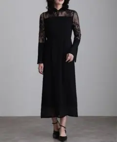 【美品】atloアトロ　ベルスリーブ チャイナ風 ドレス 結婚式ドレス　Mサイズ
