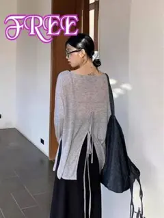 新品☆バックリボンカーディガン☆グレー☆FREESIZE☆透け感