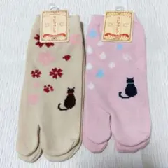 桜と猫デザイン 足袋 23-25cm