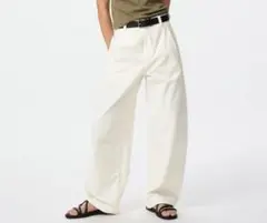 UNIQLO ユニクロ ジャージーバレルレッグパンツ ホワイト L 白