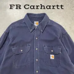 【CLS019】FRカーハート 長袖シャツ ワーク ネイビー XL 企業 刺繍