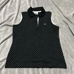 LACOSTE ラコステ ドット柄 ノースリーブ ポロシャツ 黒 ブラック 40