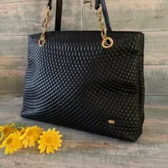 美品 BALLY ゴールドチェーン トートバッグ フリンジ