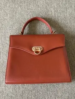 ブラウン レザー ハンドバッグ ゴールド金具