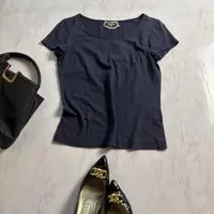 マーレンダム スウィング　コットン シルク　Tシャツ　紺　半袖　イタリア
