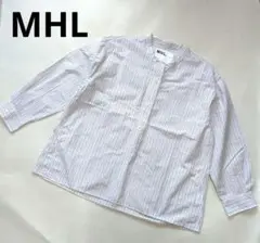【美品】MHL マーガレットハウエルストライプシャツ バンドカラー 1