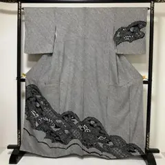 (スーパー) No.2516 正絹ブラック総絞り有職文波訪問着　美品