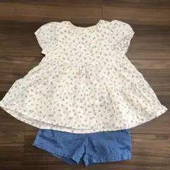 値下げ　petit main 半袖チュニック&ショートパンツ　2点セット