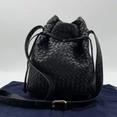 ✨美品✨ ボッテガ イントレチャート 巾着 ショルダーバッグ 黒 レザー 袋付き