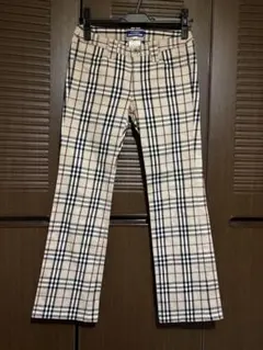 バーバリーブルーレーベル　パンツ　34 ノバチェック　ベージュ　日本製