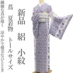 新品 絽 蔦 夏着物 正絹 仕付糸付 トールサイズ”涼やかで優美”小紋 6570