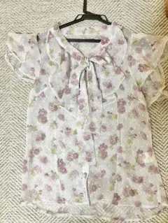 archives 薄紫花柄シフォンブラウス