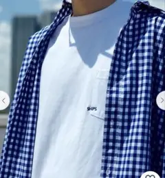 SHIPS マイクロ SHIPS ロゴ ポケット Tシャツ シップス 白T