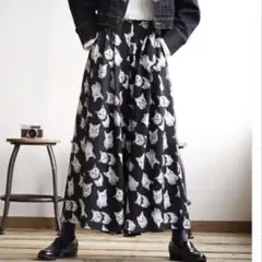 新品　Zootie　ねこ・ネコ・猫・CAT　ロングワイドパンツ　猫まみれ