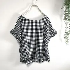 【K49】アイテムズアーバンリサーチ半袖トップ　チェック柄　プルオーバーTシャツ
