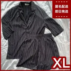 【美品】短句先生　studios　メンズセットアップ　ストライプ　夏服　LLXL