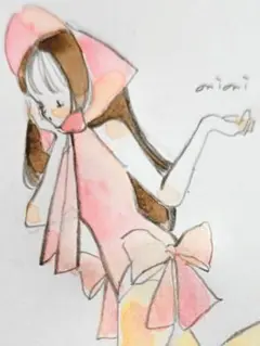 女の子 手描きイラスト アナログイラスト オリジナルイラスト