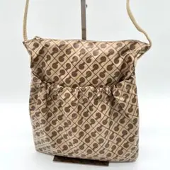 【美品】ゲラルディーニ ロゴグラム ポシェット ショルダーバッグ ブラウン